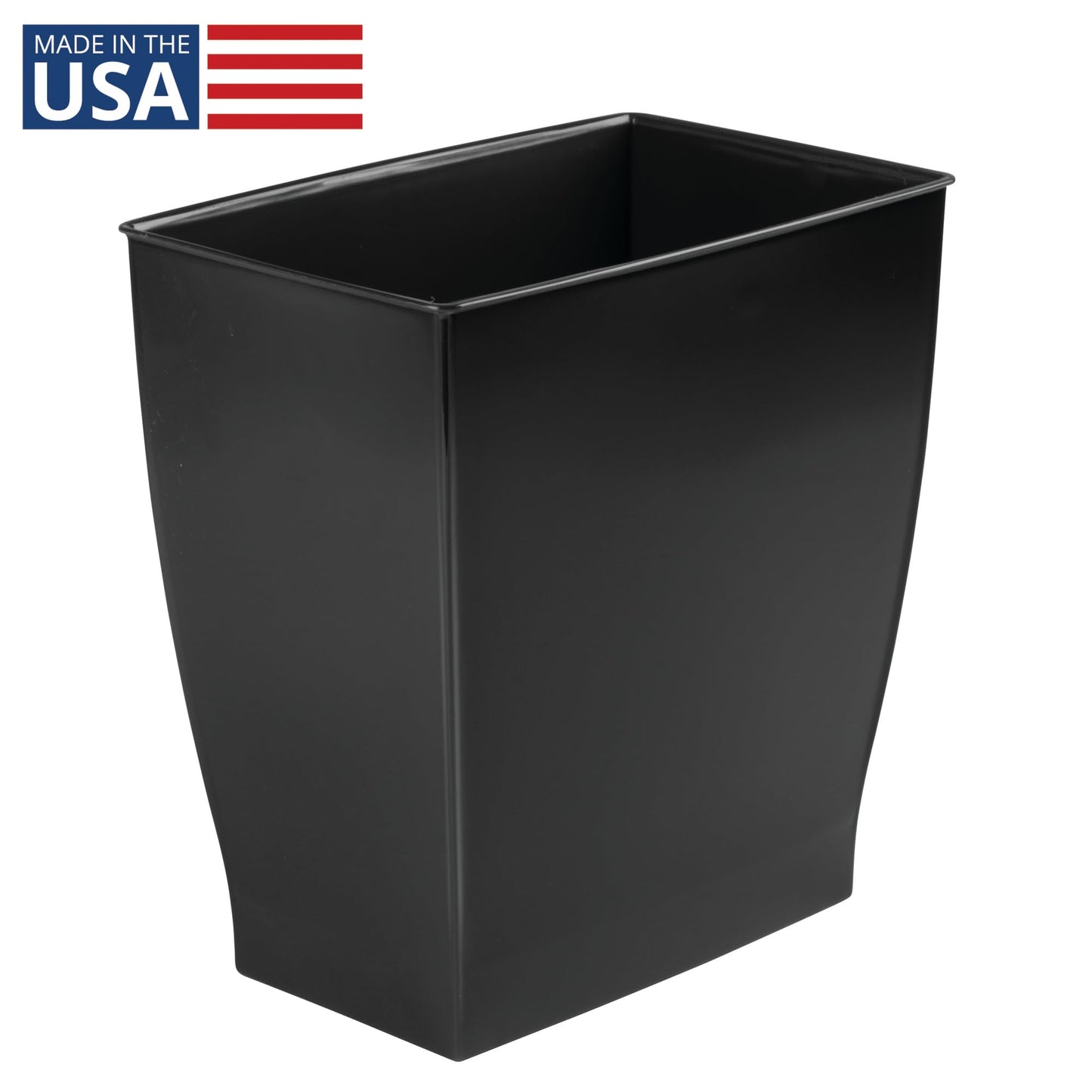 iDesign Small Plastic Bathroom Trash Can, Black