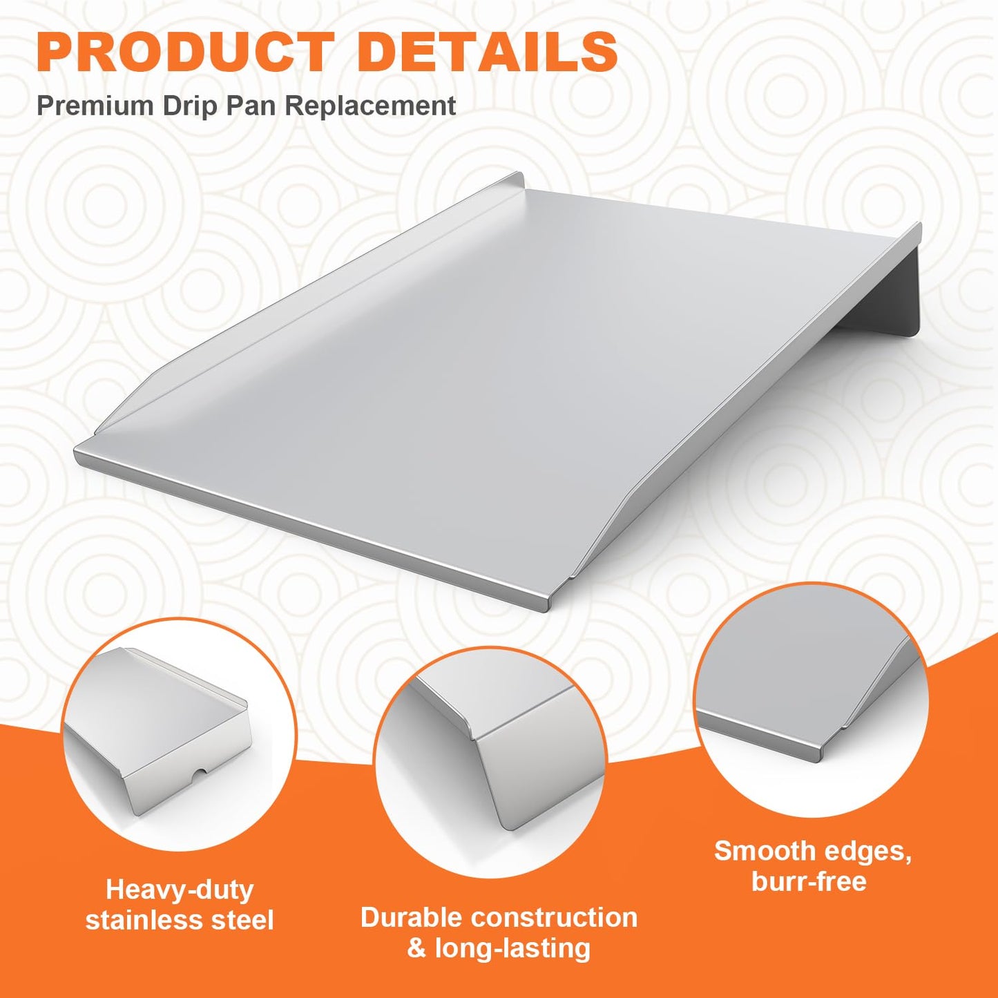 MOASKER Drip Pan for Z Grills 1000 Series Pellet Grills Heat Baffle Replacement Parts for Z Grills 10002B 10002E 1000C 1000D 1000E Stainless Steel Drip Tray Parts