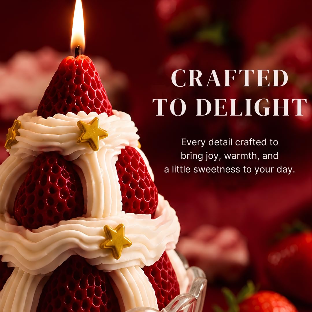 Strawberry Dessert Candle, Novelty Candle, Aesthetic Home Decor Gift