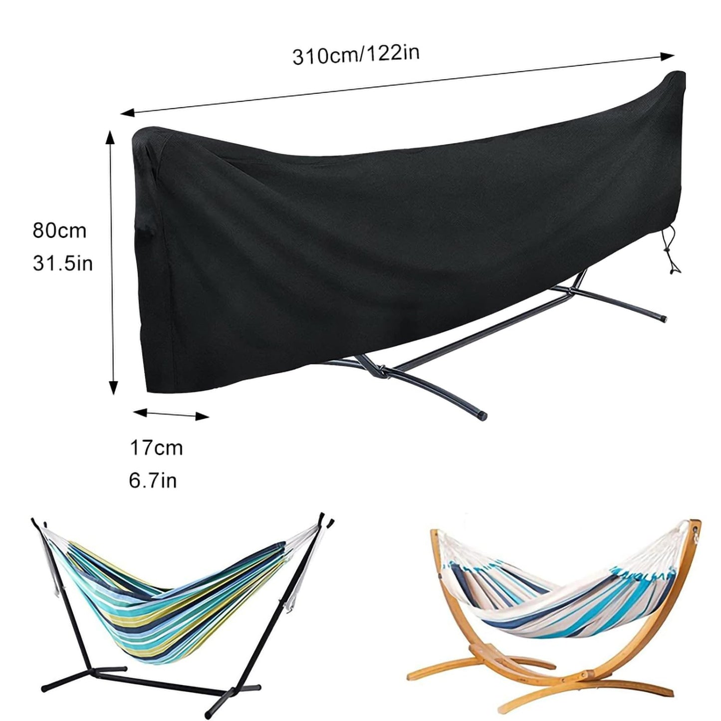 Wothsi Outdoor Hammock Cover 122 x 7 x 32 inch – Waterproof Heavy Duty Hammock Stand Cover, Fits Curved and Straight Frame Hammocks