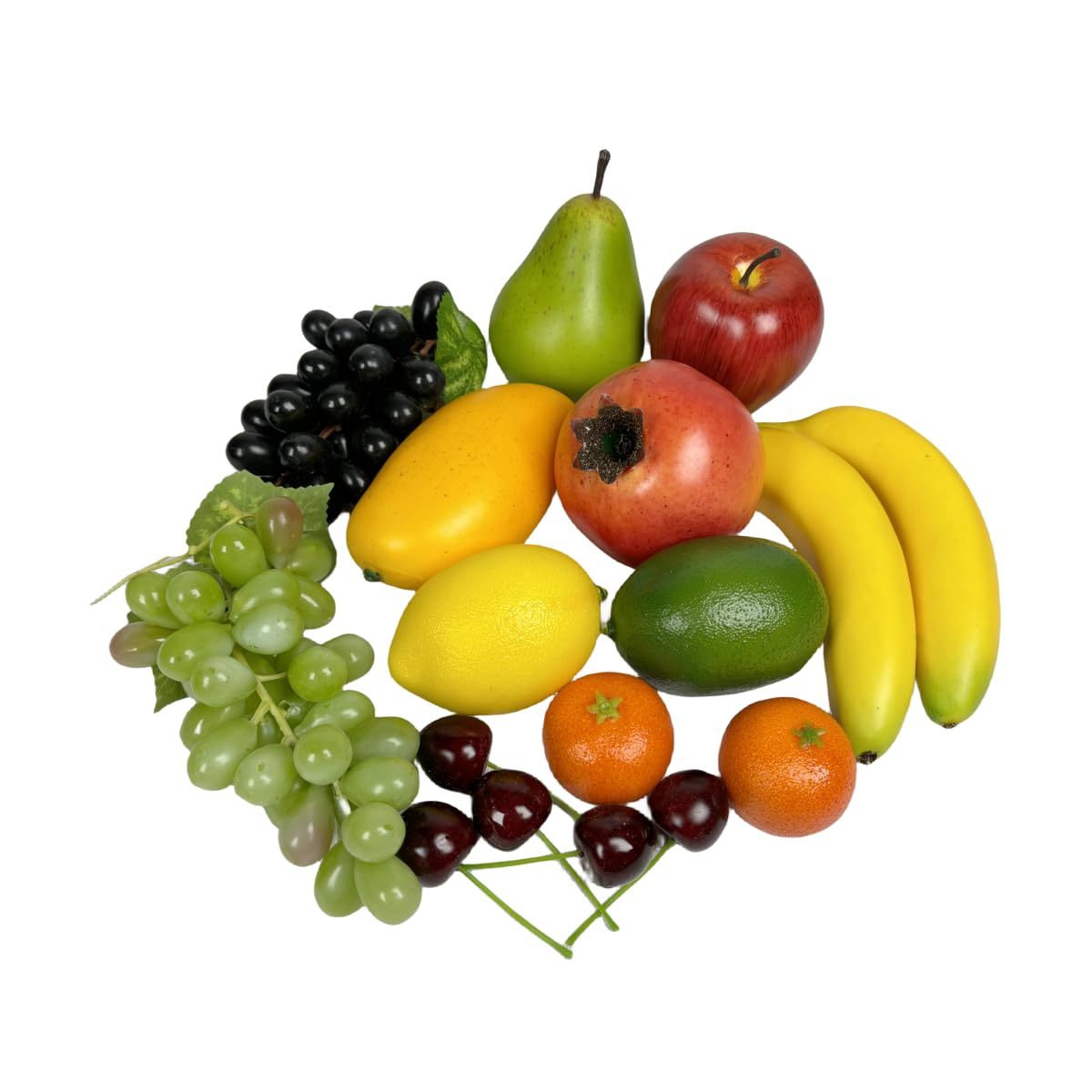 17pcs Artificial Mixture Fruits,Simulation Fruit Props for Photography Display, Lifelike Realistic Fake Fruits Home Decor Craft Fruit Set Fake Grapes Fake Banana