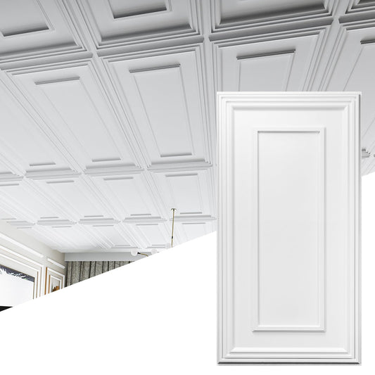 Art3d PVC Ceiling Tiles, 3D Plastic Sheet in White, 2 × 4 ft, 12-Pack