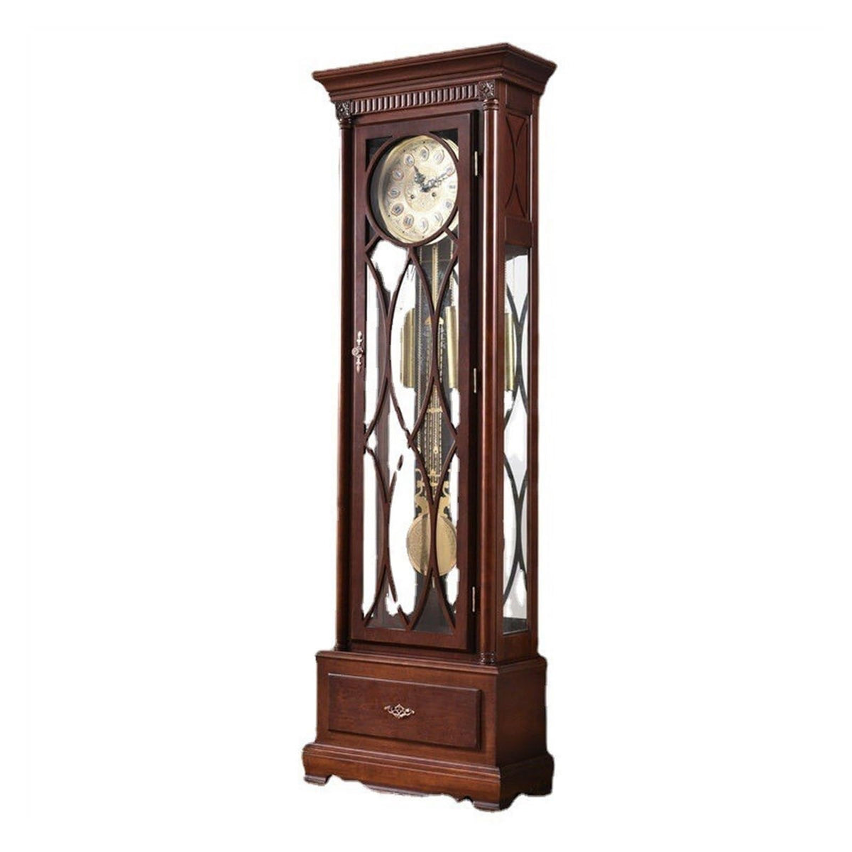 XRXwuf689 Grandfather Clock, Grandfather Floor Clock Grandfather Vertical Home Decor with Illuminated Case & Cable-Driven Chime Movement Home & Office Decor