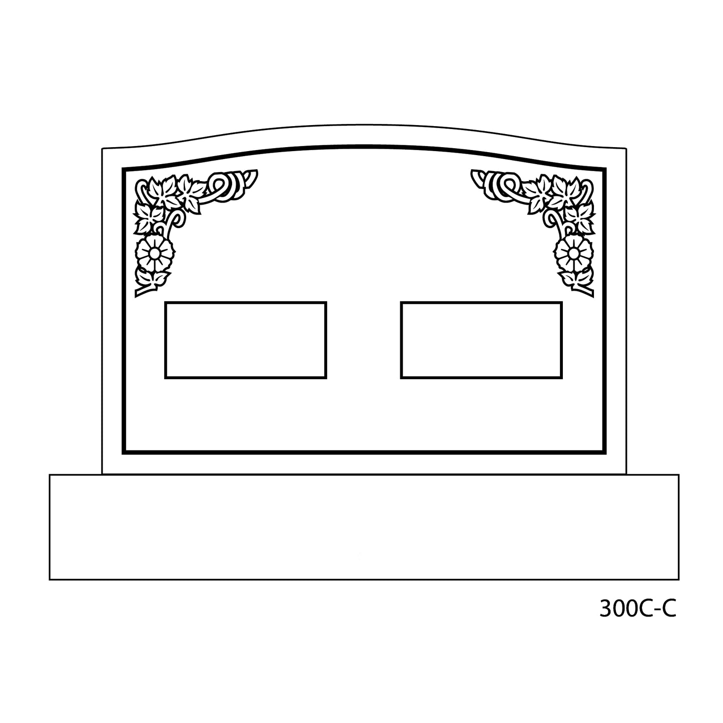 Cemetery Headstone - Monument Grade Granite. Includes Standard Front face Engraving. Complete as Shown top is 30 x 6 x 20