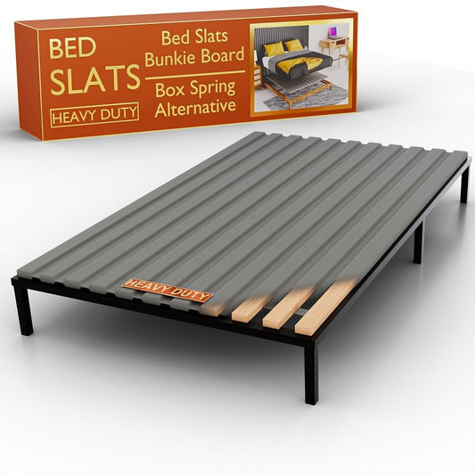 Treaton, Twin XL Size Bunkie Board – Heavy Duty Vertical Bed Slats with Cover & Wooden Support Board for Sagging, Under Bed-Support, Box Spring Alternative, Platform Bed and Replacement