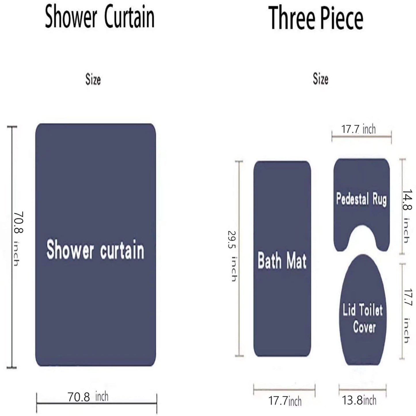 Yddsky 4 Pcs Blue Geometric Shower Curtain Set with Rugs Bathroom Set