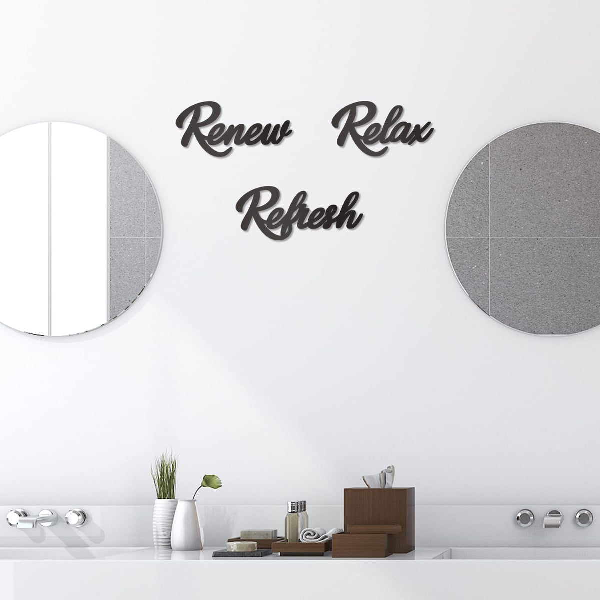 KOYILTD 3 Pieces Bathroom Decor Black Bathroom Wall Art Relax Renew Refresh