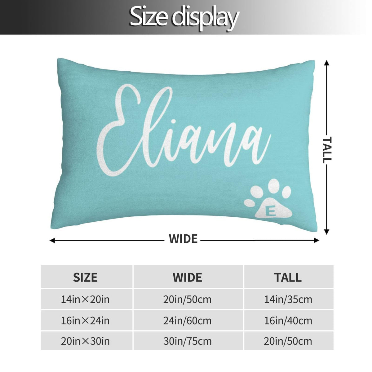 Disosm Personalized Lumbar Pillow Case with Pet Name 16"x24"(60x40cm)