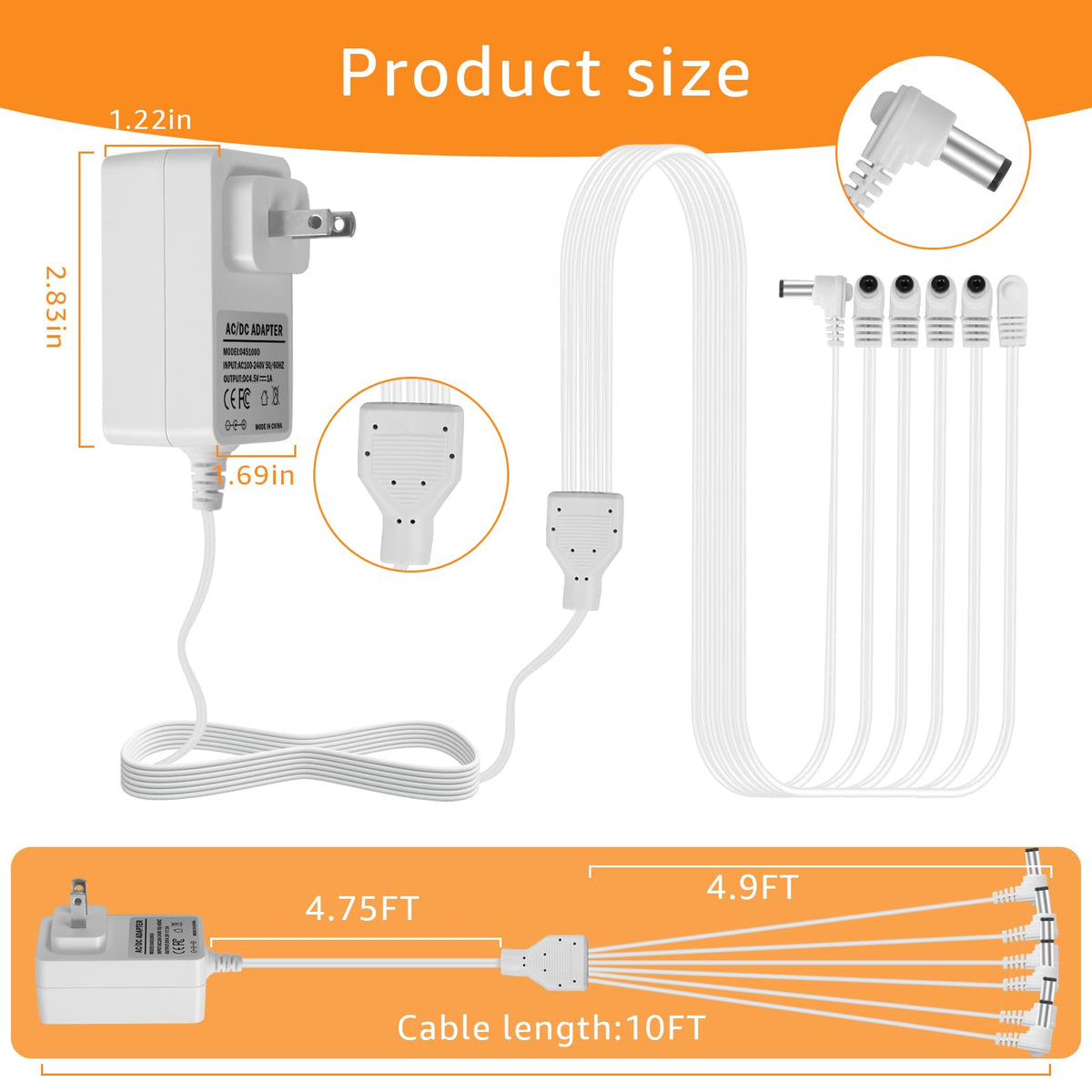 AC/DC 4.5V Power Adapter Compatible with Lemax Lighted Accessory 74707 74295 84428 94565 94566 94527 94563 94564 64517 44241 Fits for Christmas Micro Lighting Building Decoration (with 6 Output)