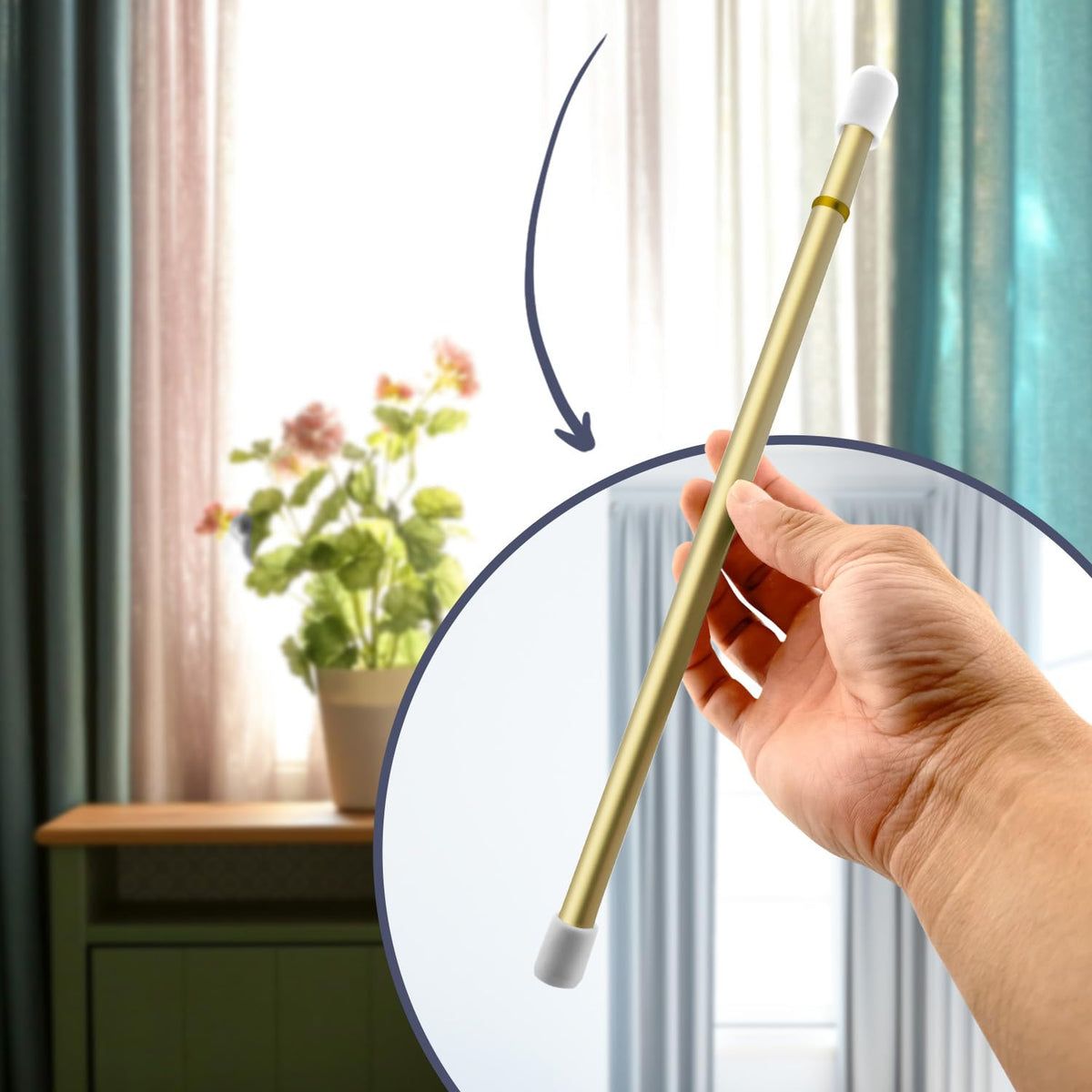 Amazing Drapery Hardware 7/16 Inch Brass Spring Tension Rods, 28-48"