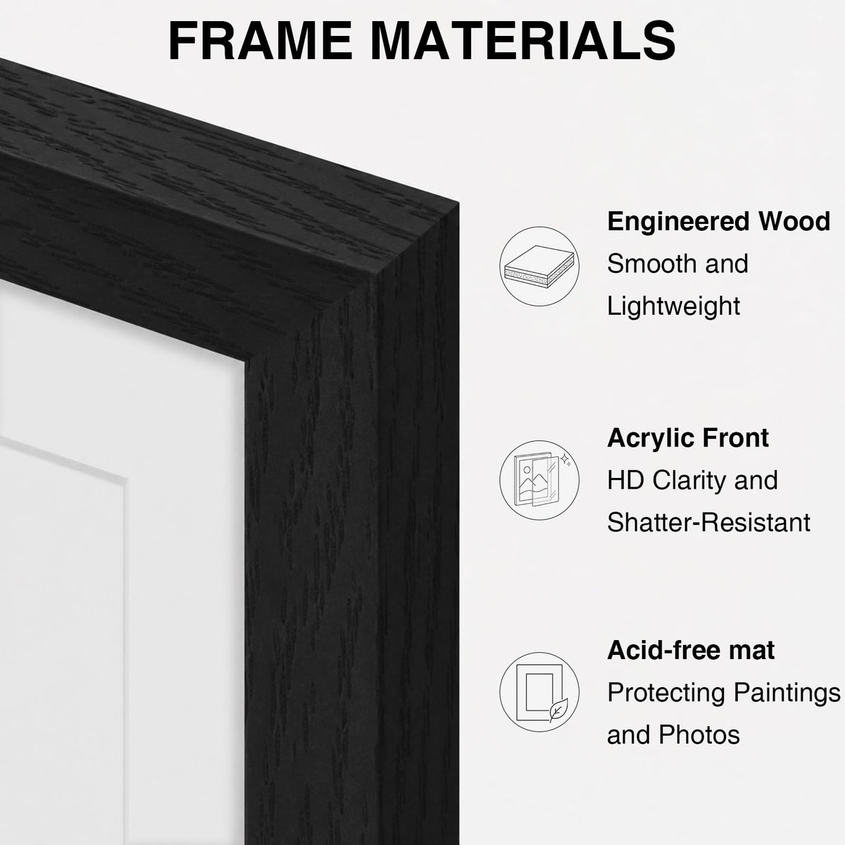 Vittanly 5x7 Picture Frame Set of 12 for Wall or Tabletop Display, Black