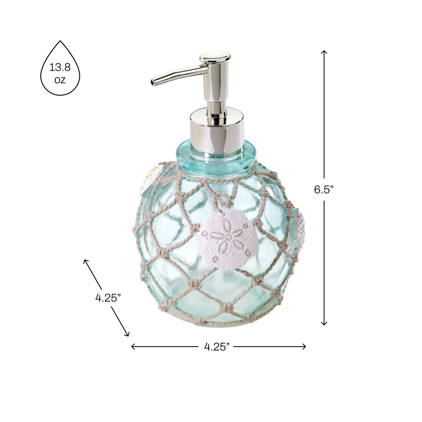 Avanti Linens - Lotion Pump/Soap Dispenser, Countertop Accessories, Beach Inspired Bathroom Decor (Seaglass Collection)