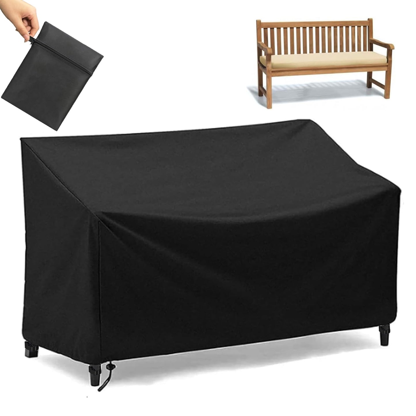 SXAOZYRS Outdoor Bench Cover Waterproof 2 Seater Patio Bench Cover Outdoor Patio Furniture Garden Sofa Chair Cover, Fit for 2-Seater Seating Metal & Hardwood Patio Garden Bench, 53L x 26W x 35H inche