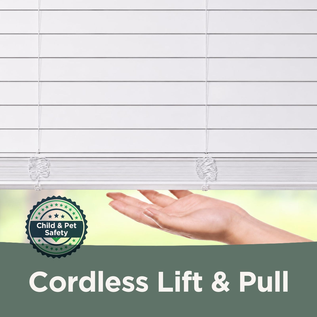 TEDNOVA 2" Cordless Faux Wood Blinds, White, 24"W X 78"H