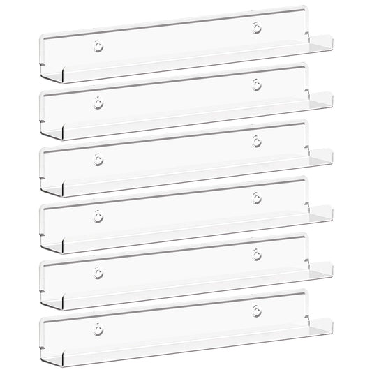 Lifewit Narrow Acrylic Floating Shelves for Vinyl Record 12", Clear 6 Pack