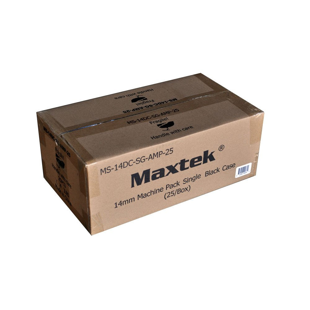25 Pack Maxtek Standard 14mm Black Signle Disc DVD Cases with Outter Clear Sleeve