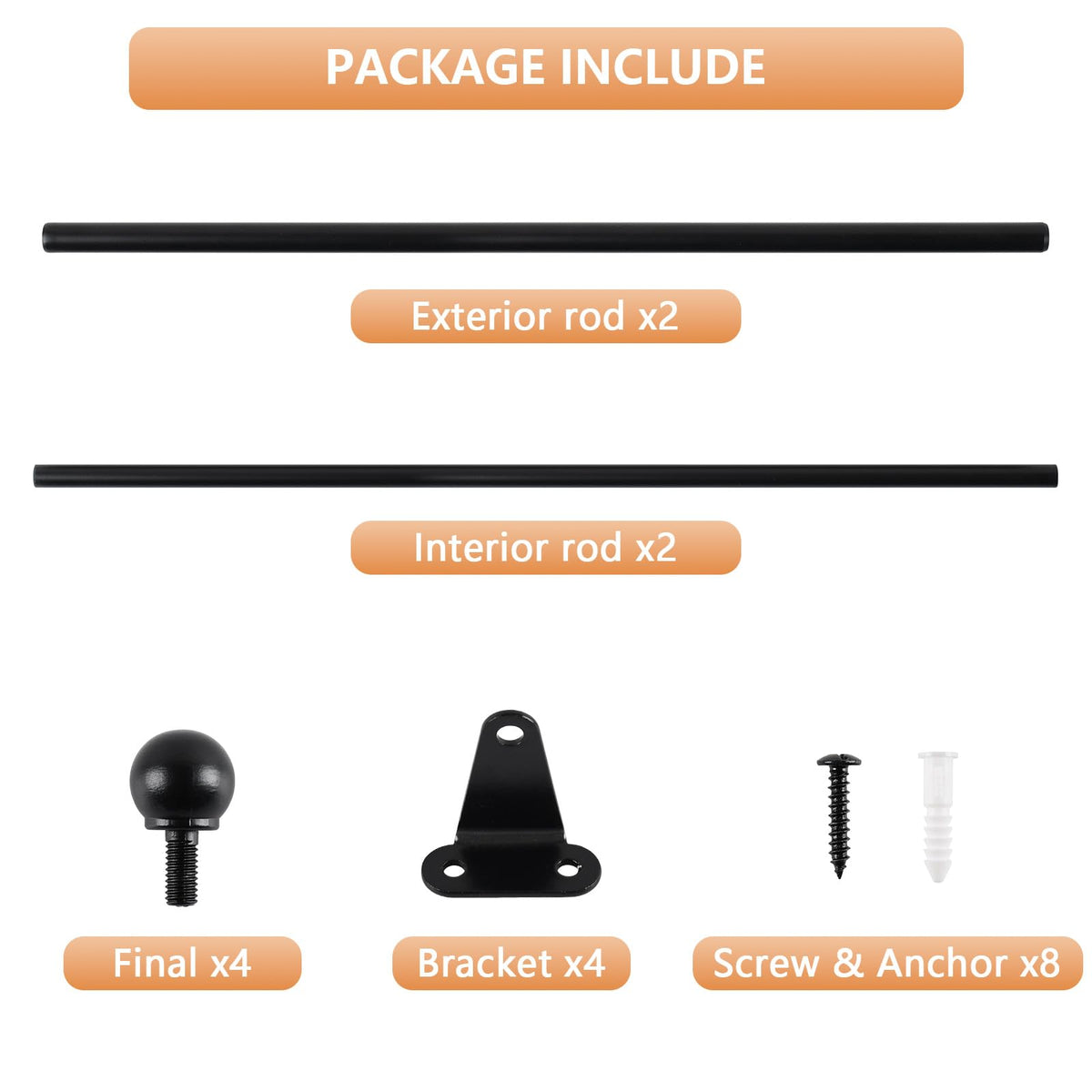 KXLife Cafe Curtain Rod 18-30 Inch, 1/2" Diameter, Door Curtain Rod, Black