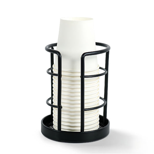 HillSpring Metal Bathroom Cup Dispenser, Sturdy Storage Holder for 3 oz, 4 oz Small Disposable Paper Cups, Paper Cup Dispenser for Mouthwash, Black