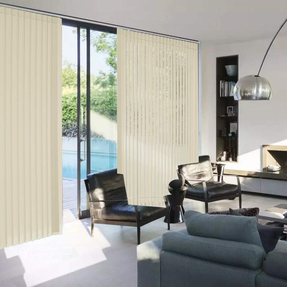 100% Blackout Vertical Window Shades, 3.5inch Slat Fabric Thermal Insulated Energy Saving UV Protection Decoration Vertical Window Blinds