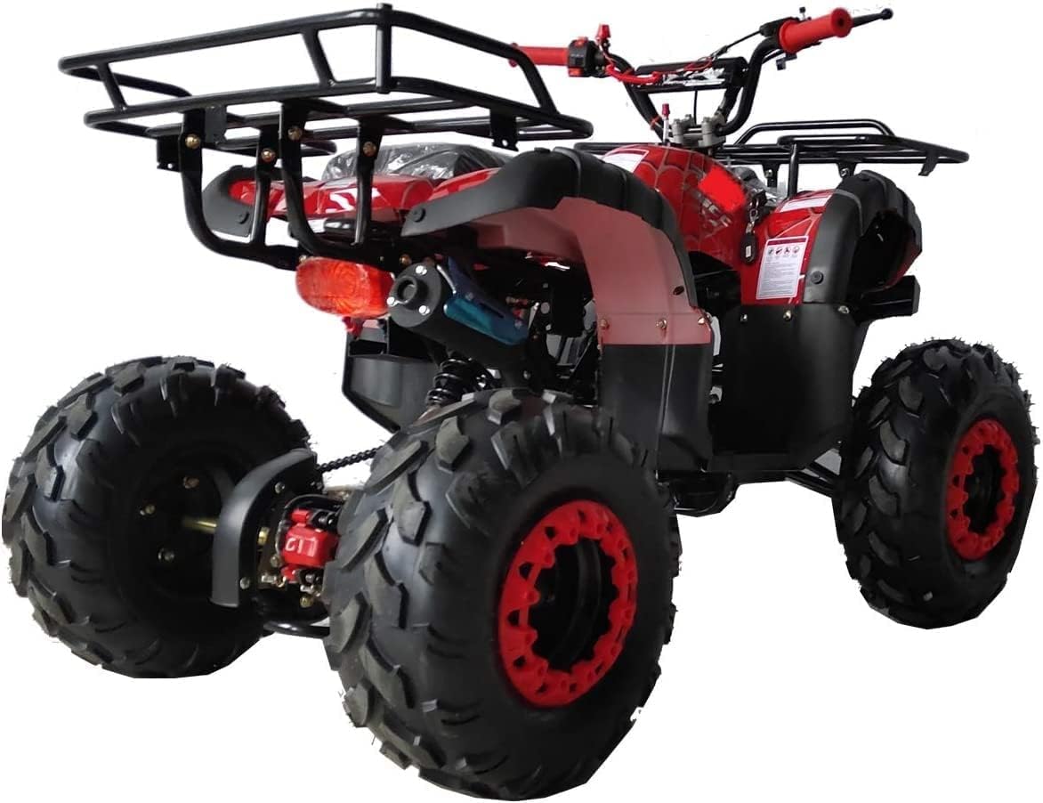 HHH 125cc ATV Quad 125cc ATV with Reverse, LED Lights, Big Wide Tires with Matching Rims 4 Wheeler for Youth and Children (Red Color)