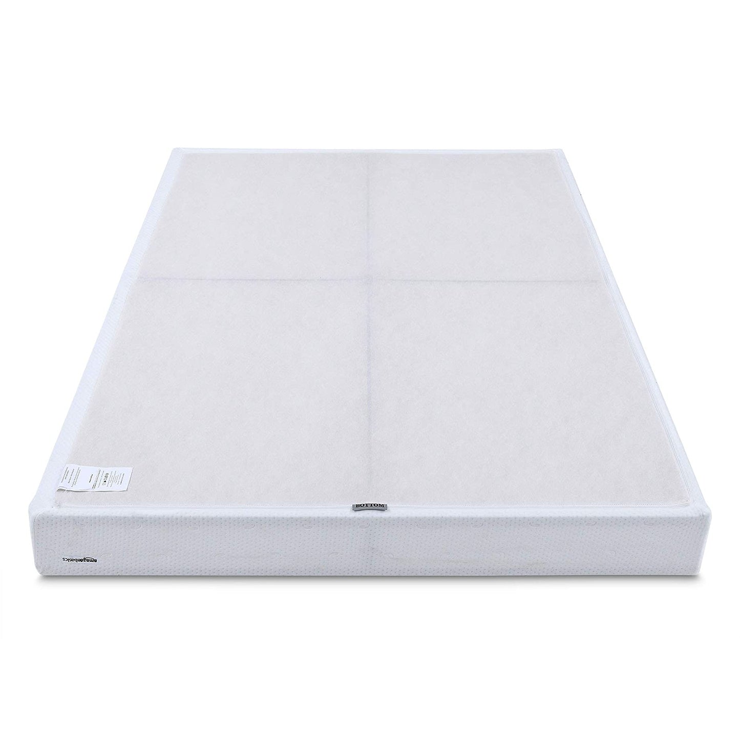 Amazon Basics Sturdy Smart Box Spring Bed Base, 5-Inch Height Mattress Foundation, Strong Support for All Mattress Types, Tool-Free Easy Assembly, Twin, 74" x 38" x 5", White