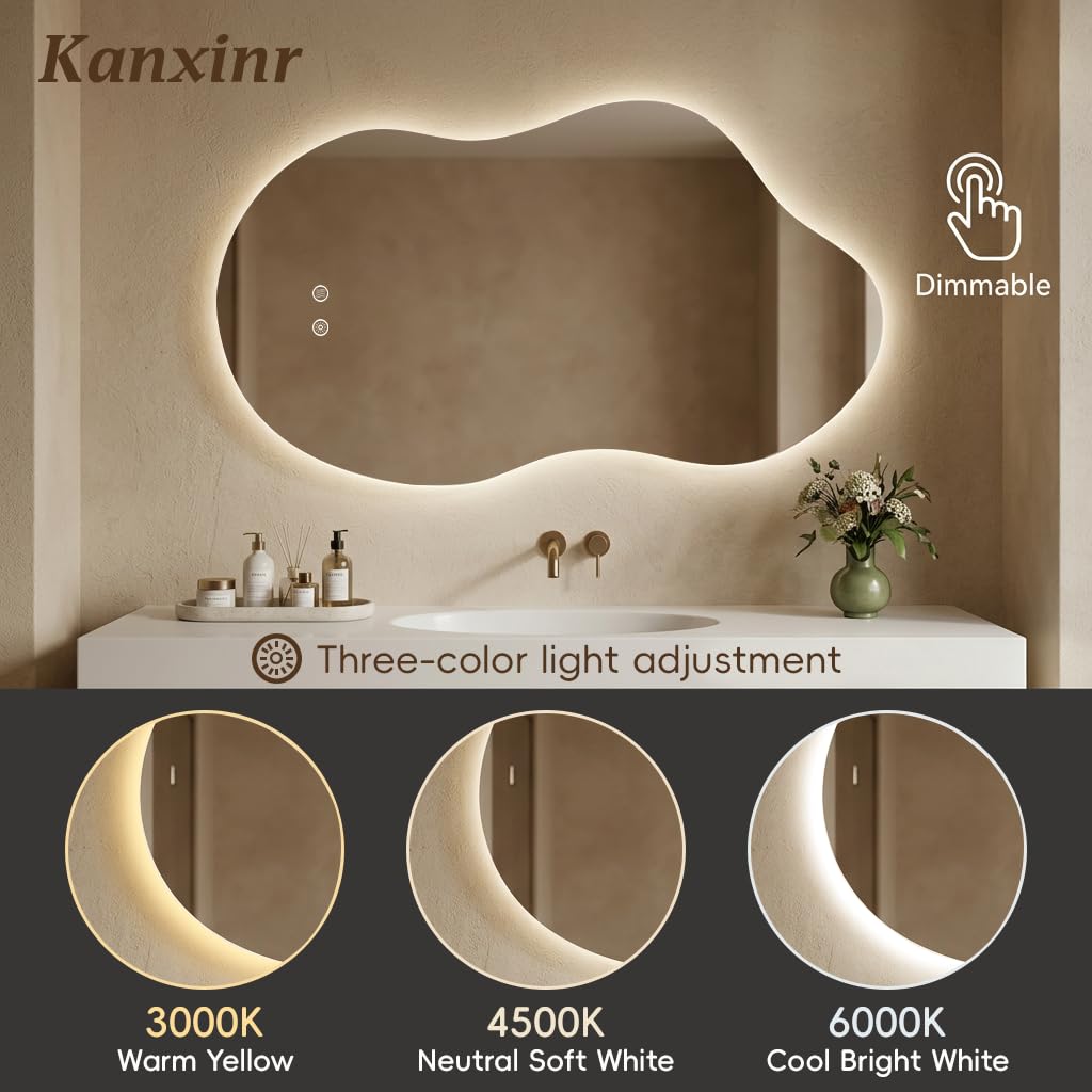 Kanxinr 36"X20" Wall Mirror LED Mirror Bathroom Vanity Mirrors with Lights