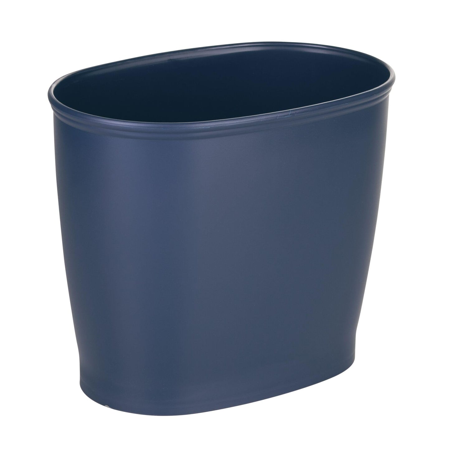 iDesign Slim Plastic Bathroom Trash Can, Navy Blue