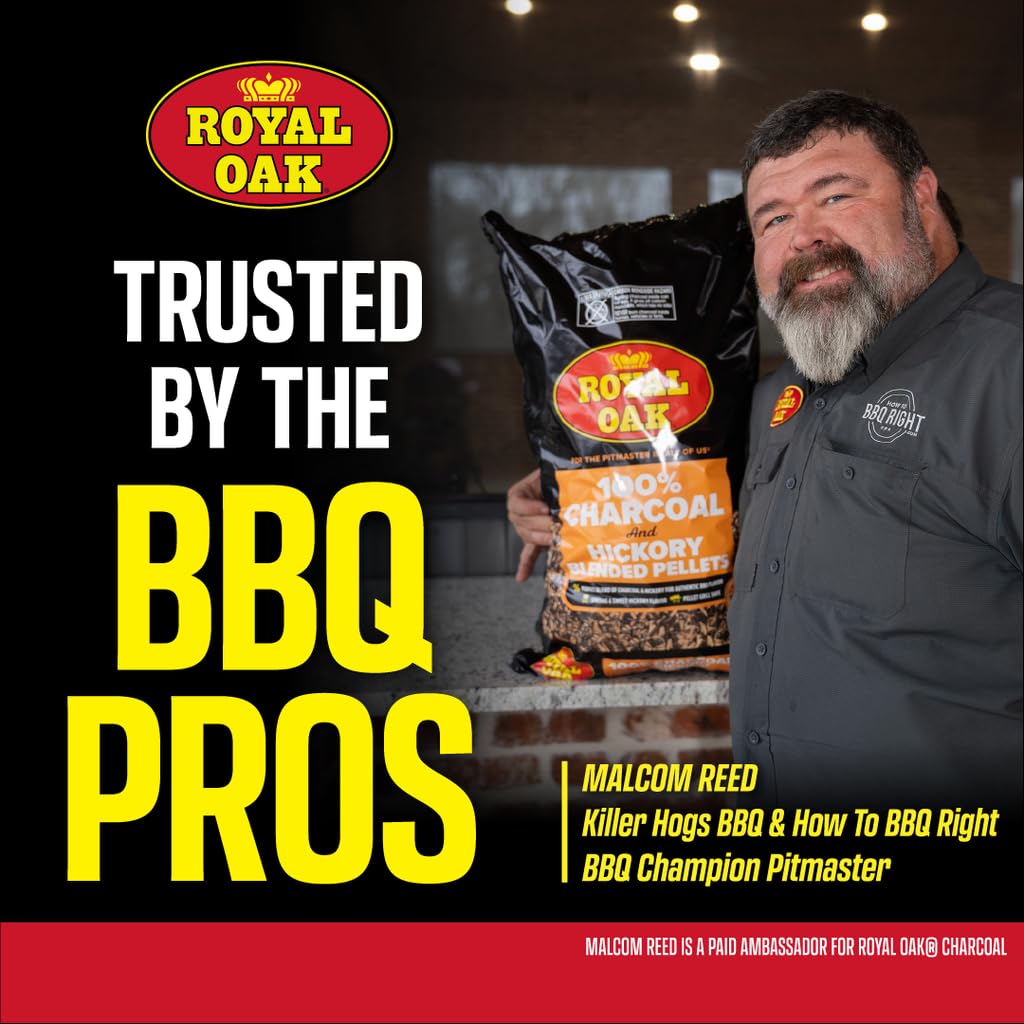 Royal Oak 100% Charcoal & Hickory Blended Pellets Grills and Smokers, Smoky BBQ Flavor, 30 LB Bag