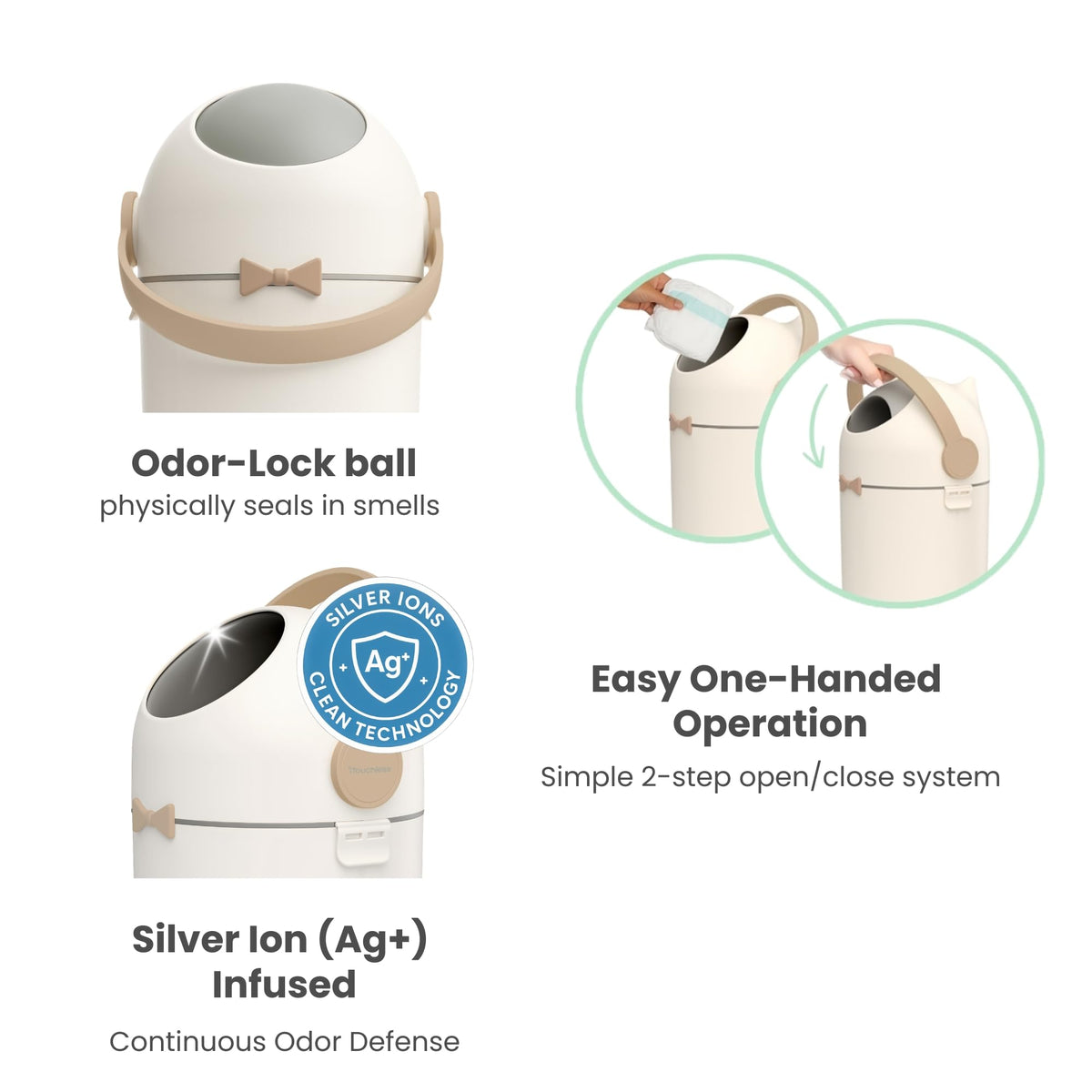 iTouchless 4 Gal Kids Room Wastebasket | Odor-Sealing Bin | Boho Ivory