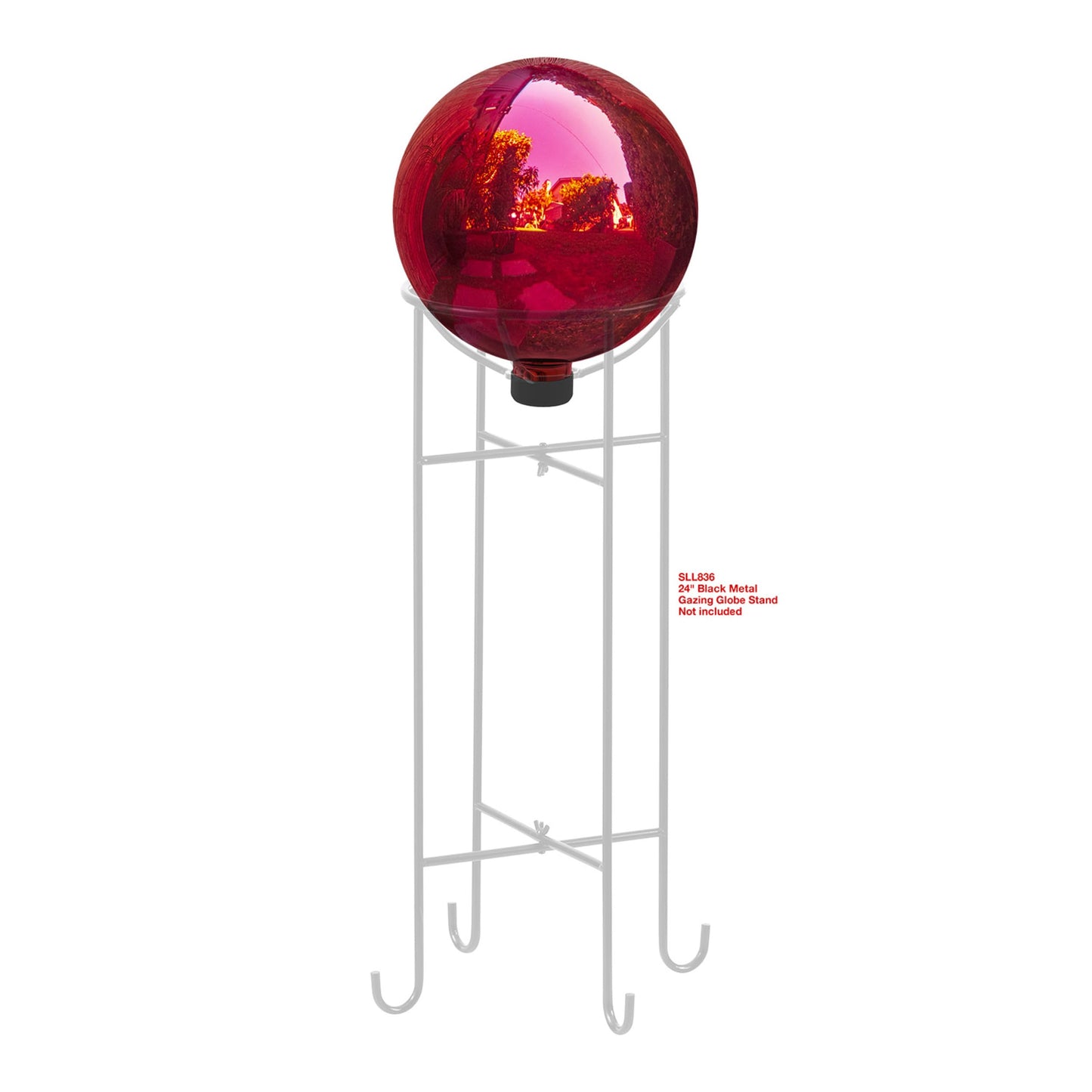 Alpine Corporation 10" Diameter Indoor Outdoor Glass Gazing Globe Yard Decor, Red