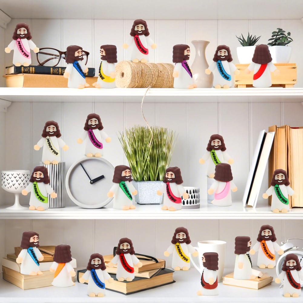 80 Pcs Mini Jesus Little Figures to Hide in Bulk and Pocket Seek Religious