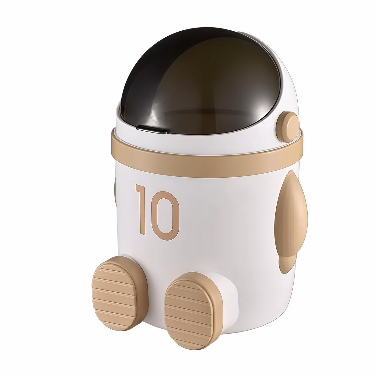 Sylfaen Astronaut Trash Can, 3.3Gal Cute Garbage Can with Swing Lid, Khaki