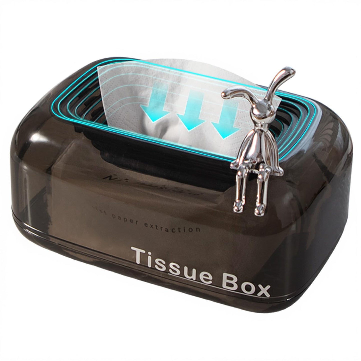 JoyfulSight Tissue Box Cover,Automatic Sinking Tissue Box Holder,Napkin Holder Home Decor for Tabletop Night Stands Bathroom Office,7.87 * 5.31 * 4.13inch (Black)