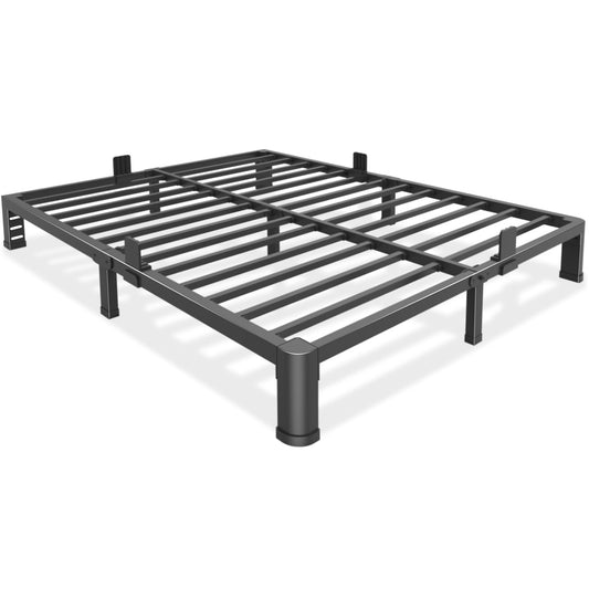Bilily 6 Inch Low Bed Frame Queen with Round Corner Legs,3500 LBS Heavy Duty Low Profile Queen Bed Frame Metal Platform, No Box Spring Needed, Easy Assembly, Noise-Free, Headboard Compatible,Black