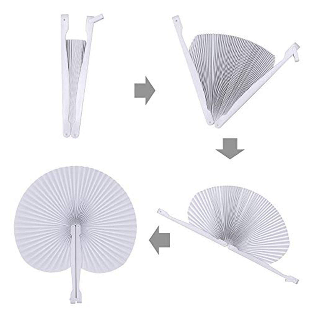 Bestage 60 Pcs White Round Paper Fans