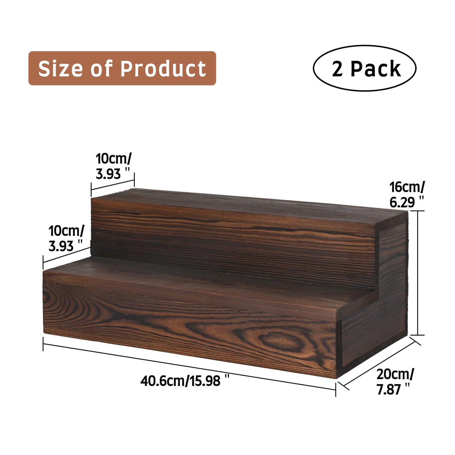 Liquor Bottle Display Shelf, 2 Pack Wood Bar Shelves, Tabletop Wine Rack, Bottle Stand for Liquor Display, Home Bar Display