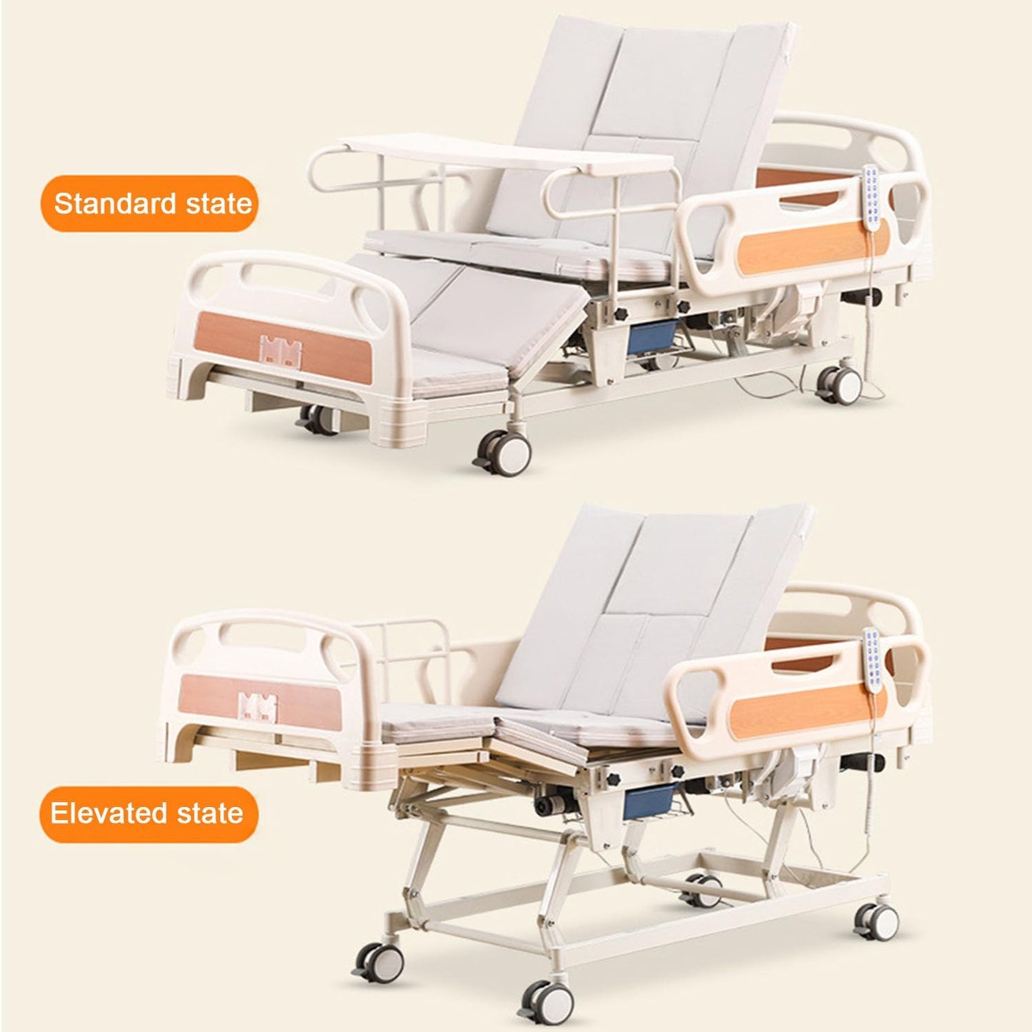 Falluk Adjustable Tilting Design Electric Hospital Beds with Exercise Handles for Home use for Elderly Post-Surgery Use, Motor Control & Central Locking System (Bed)