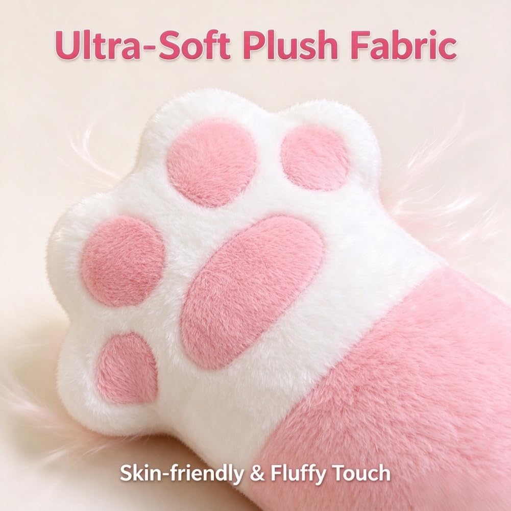Cat Paw Plush Long Body Pillow, Soft Hugging Pillow 29.5in