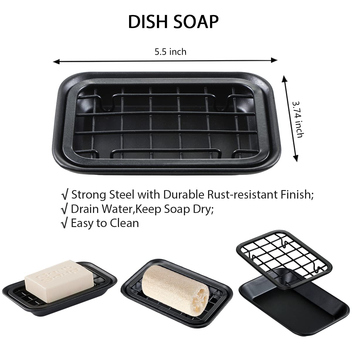 SheeChung 8PCS Mason Jar Bathroom Accessories Set Complete - Black