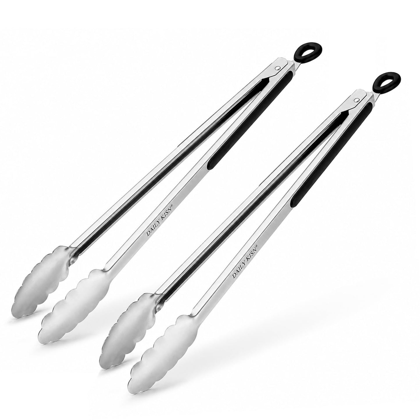Grill Tongs, 17 Inch Extra Long BBQ Tongs, Premium Stainless Steel Metal Tongs for Cooking, Grilling, Charcoal, Barbecue/BBQ, Buffet (17", 2PCS)