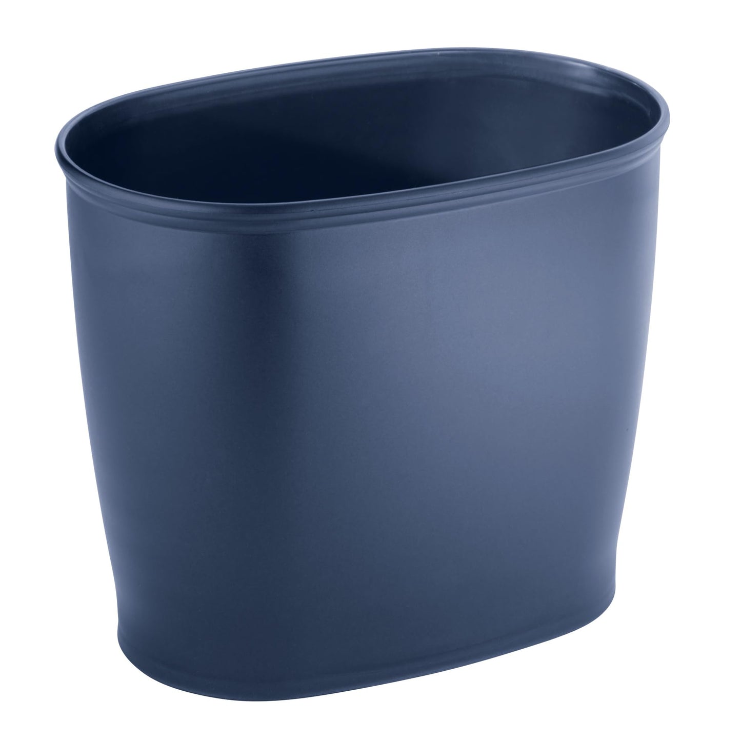 iDesign Slim Plastic Bathroom Trash Can, Navy Blue