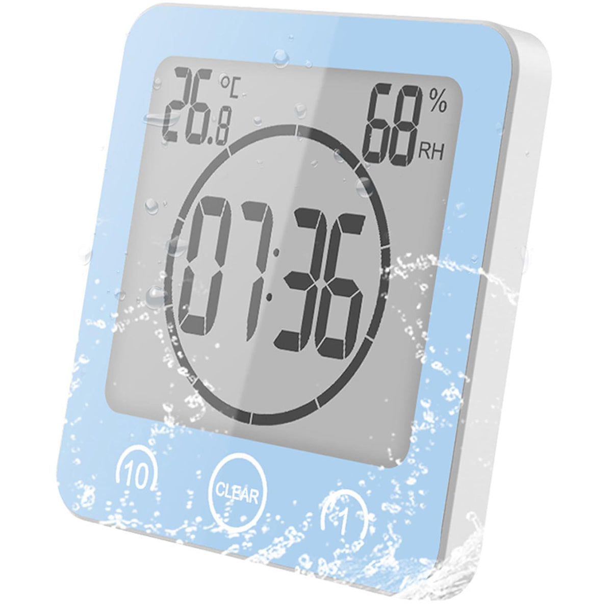 Bathroom Shower Wall Clock Timer Waterproof , Shower Clock with Suction