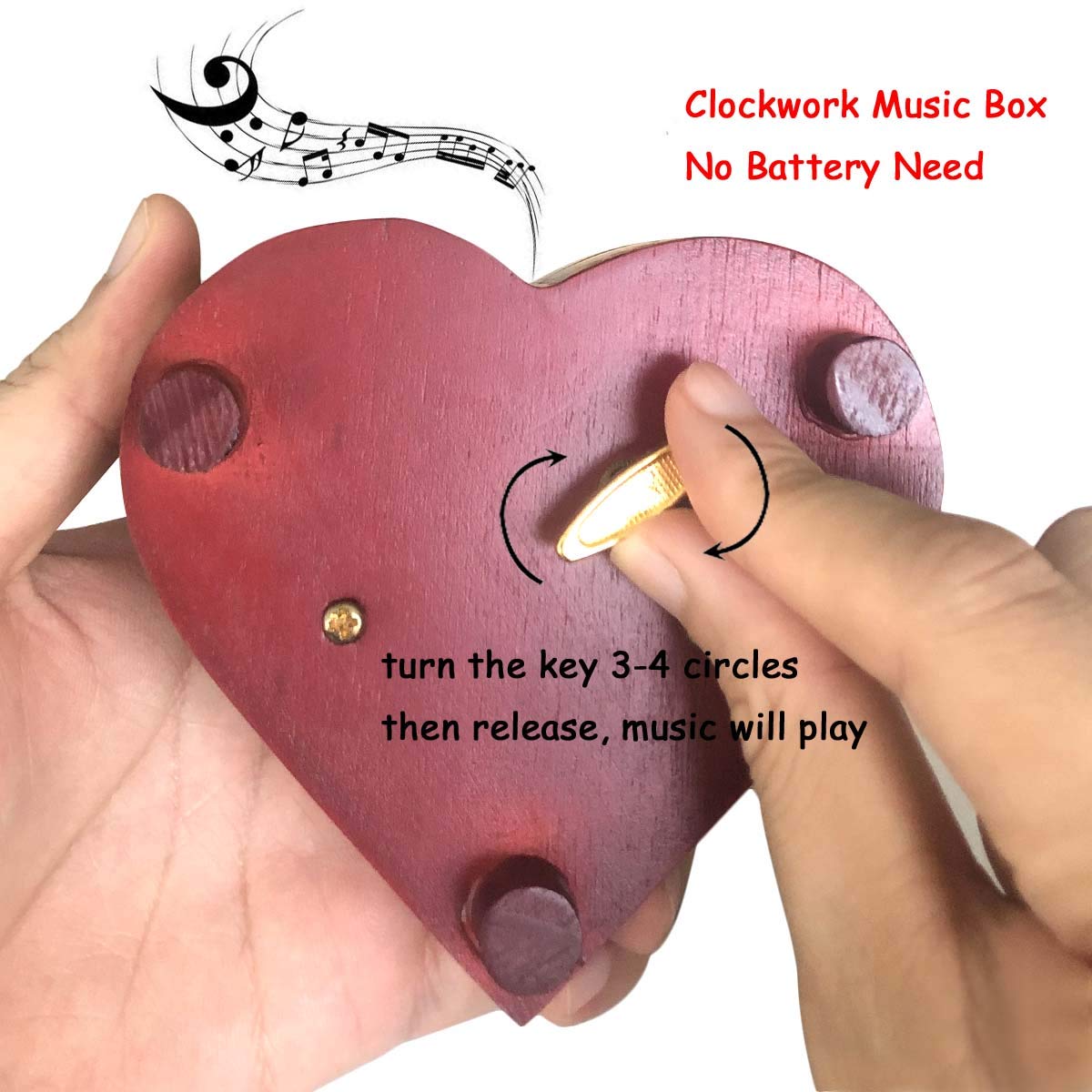 Pursuestar Edelweiss Music Box, Heart Shaped Vintage Hollow Out Wood Mechanism Wind Up Musical Box Gifts for Birthday Christmas Wedding Valentine's Day