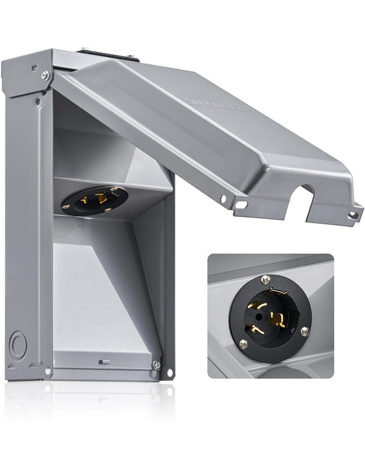 SURAIELEC 50 Amp Generator Power Inlet Box, NEMA SS2-50P Generator Box for 3-Prong Generator Cord, 120/240V, 12000W Weatherproof Outdoor Outlet Receptacle