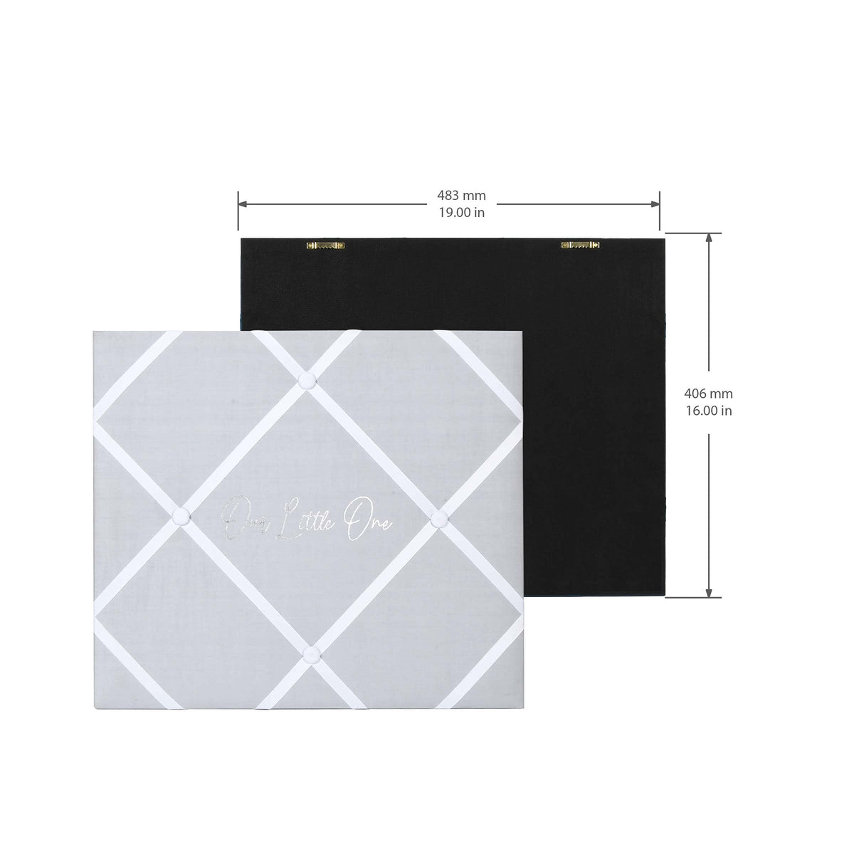 New View Gifts Little One 19' X 16' French Memo & Photo Board, Wall Photo Bulletin Board, White Linen Fabric