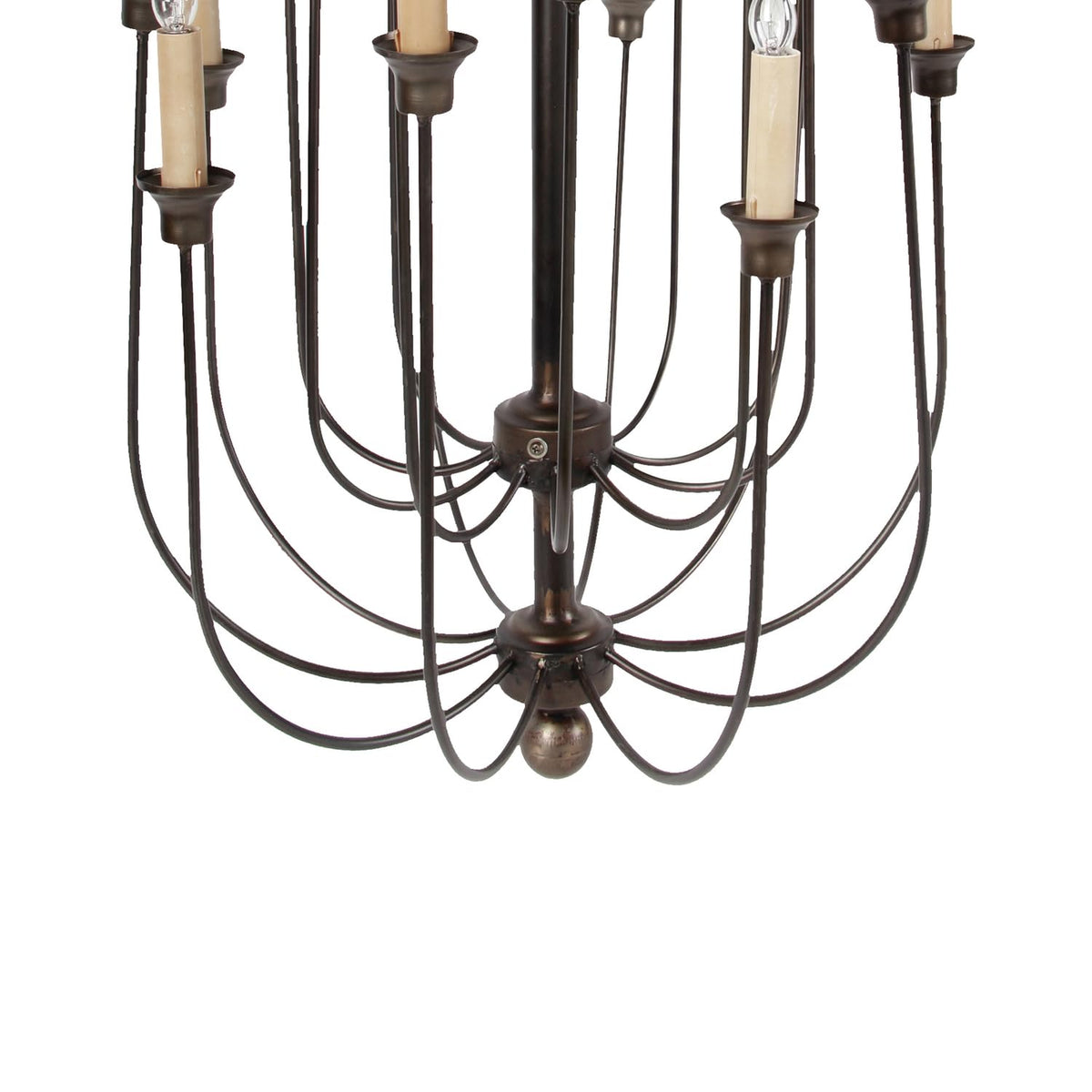 Benzara BM187943 Decorative Metal Chandelier with Multiple Candles, Brown and Cream