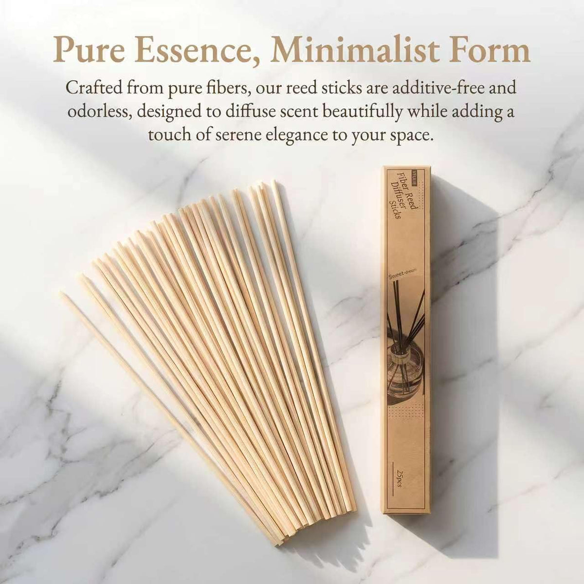 VFULIE 25PCS Reed Diffuser Sticks, Refill Replacement for Aroma Fragranc (25, Natural)