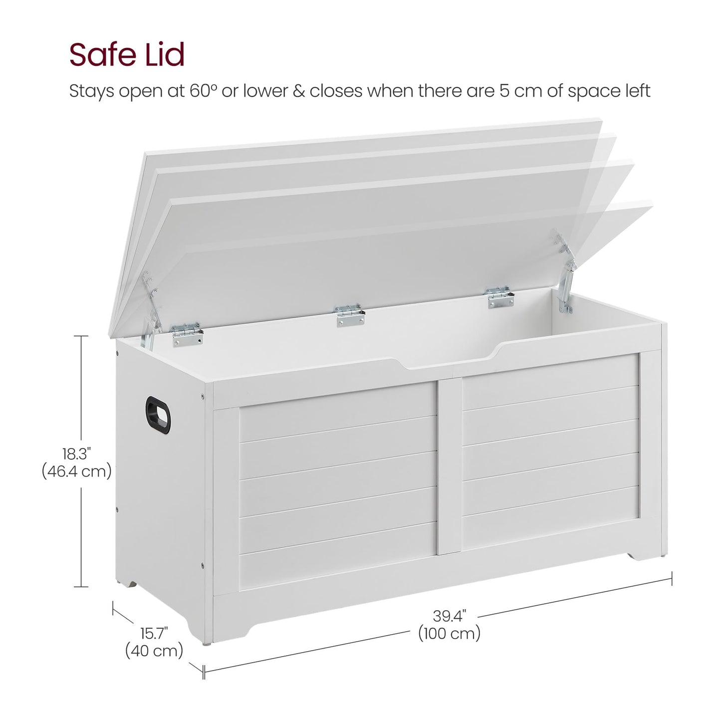 VASAGLE Storage Chest, 39.4 Inches Width Bench with 2 Safety Hinges