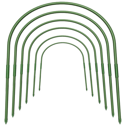 FOTMISHU 6Pcs Greenhouse Hoops, 23.6" x 25.6" Garden Hoops Rust-Free Grow Tunnel 4.9ft Long Steel with Plastic Coated Support Hoops Frame for Garden Fabric, Plant Support Garden Stakes
