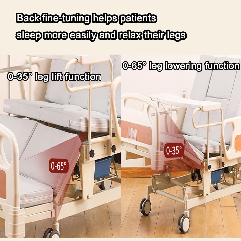 Falluk Adjustable Tilting Design Electric Hospital Beds with Exercise Handles for Home use for Elderly Post-Surgery Use, Motor Control & Central Locking System (Bed)